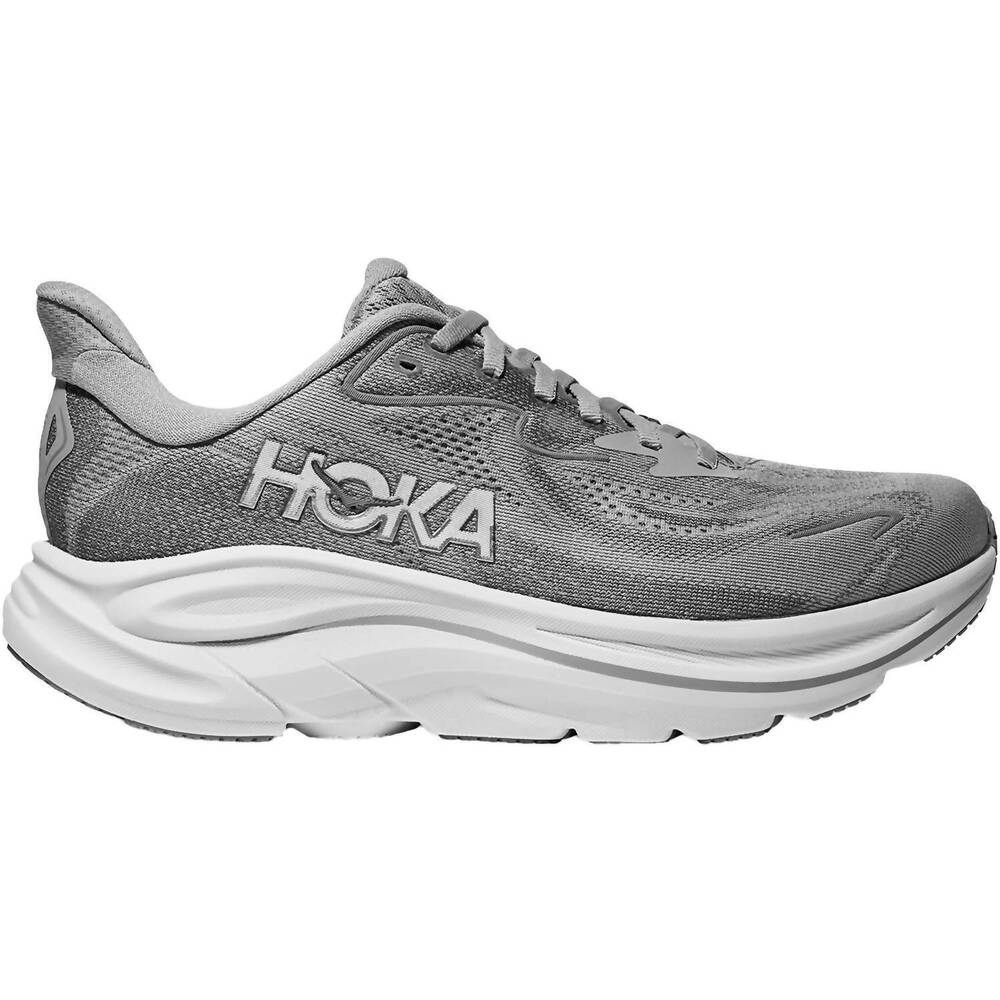 NEW HOKA women's clifton 10 running shoes - wide in stellar grey/galactic grey